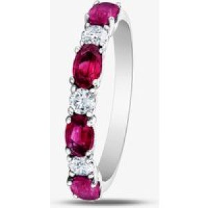 9ct White Gold Ruby & 0.2ct Diamond Half Eternity Ring 50L77WG RUBY N