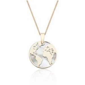 9ct Yellow Gold Mom of Pearl Globe Pendant Necklace