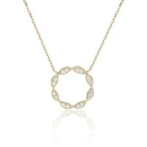 9ct Yellow Gold Cubic Zirconia Twist Circle Necklace