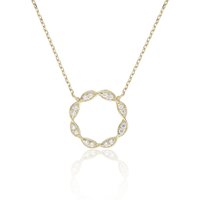 9ct Yellow Gold Cubic Zirconia Twist Circle Necklace - Image 2
