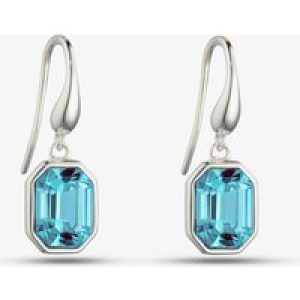 Sterling Silver Asscher-Cut Blue Crystal Drop Earrings E6082T