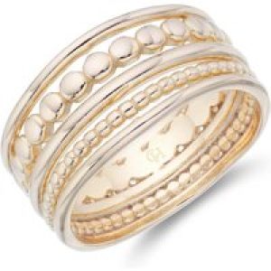 Sterling Silver Yellow Gold Plated Multilayered Bead Ring