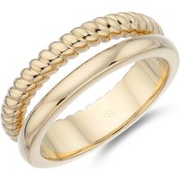 Silver 3 Micron Yellow Gold Plated Double Row Ring - Image 2