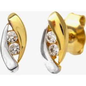 9ct Two-Colour Cubic Zirconia Stud Earrings E1023YW