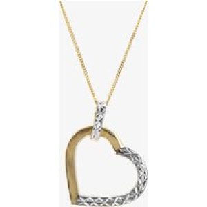 9ct Gold 2 Colour Diamond Cut Open Heart Pendant 2-68-0559