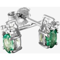 9ct White Gold Emerald and Diamond Stud Earrings ve04846 9kw-em - Image 2