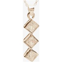 Topaz Silver Triple Square-cut Cubic Zirconia Rubover Pendant PZ-062-SQ - Image 2