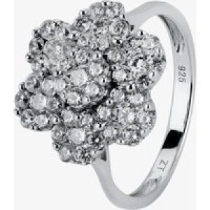 Silver Clear Flower Cubic Zirconia Cluster PJR0218-CZ-L
