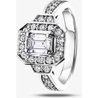 18ct White Gold 1.00ct Certificated Emerald-Cut Diamond Halo Ring 3139WG/100-18 P - Image 2