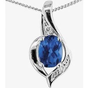 9ct White Gold Sapphire and Diamond Oval Pendant P1860W/9-10 SAPH