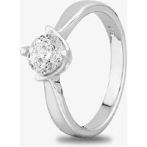 Starbright Silver 5.5mm Four Claw Twist Round Cubic Zirconia Ring R6028(5.5M) 3A (54)