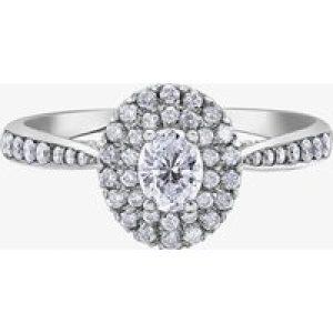 18ct White Gold 0.70ct Oval-cut Diamond Double Halo Cluster Ring 30340WG/70-18 P