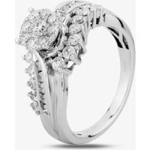 9ct White Gold 1.00ct Diamond Twist Fancy Cluster Ring THR19651-100 P
