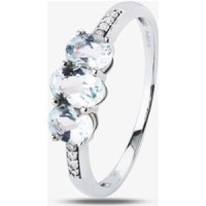 9ct White Gold Aquamarine Diamond-Shouldered Trilogy Ring BSR10633-AQ O
