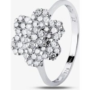 9ct White Gold Diamond Flower Cluster Ring BLPJR0217-D P