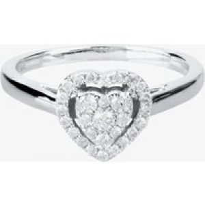 9ct White Gold 0.25ct Diamond Heart Cluster Ring THR10927-25 N