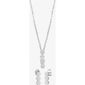 Silver Pave Triple Cluster Dropper Pendant and Earring Set SET12782