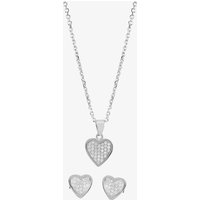 Silver Pave Heart Pendant and Earring Set SET7305 - Image 2