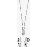 Silver Cubic Zirconia Twin Row Pendant and Earring Set SET11971 - Image 2