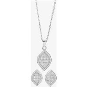 Silver Pavé Marquise Pendant and Earring Set E611511+P611526