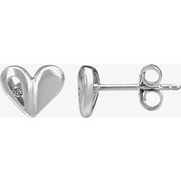 Silver Sparkle Silver Folded Heart Stud Earrings E3246C(T) - Image 2