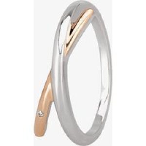 Silver Sparkle Two-Tone Fingers Crossed Ring R3263CRG2M(T) 58