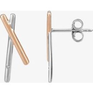 Silver Sparkle Two-Tone Fingers Crossed Stud Earrings E3263CRG0.5(T)