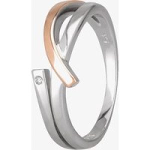 Silver Sparkle Two-Tone Looping Ribbons Ring DR339CRG2M(T) 52