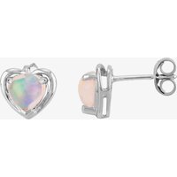 9ct White Gold Heart-cut Opal Stud Earrings OJE0210-EO - Image 2