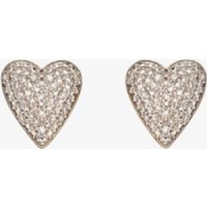 9ct Yellow Gold Diamond Pave Heart Stud Earrings GE2357