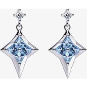 Fei Liu Star of Love Silver Kite Cut Blue Topaz Cubic Zirconia Drop Earrings POL-925R-201-BLCZ
