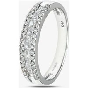 18ct White Gold Baguette & Brialliant Cut Diamond Half Eternity Ring PR09208 18KW N