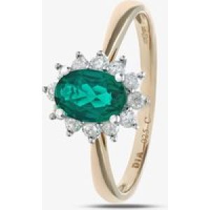 9Ct Yellow Gold Emerald & Diamond Cluster Ring PR10470Y EM P