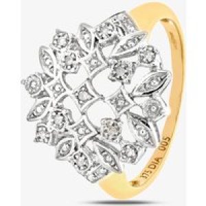 9ct Yellow Gold Diamond Tiered Cluster Ring PR06727Y O