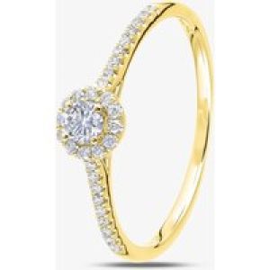 9ct Yellow Gold 0.25ct Diamond Halo Shoulder Set Ring PR12739Y M