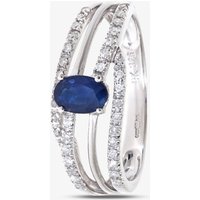 9ct White Gold Blue Oval Sapphire Three Row Cross Over Ring DR1109W SA N - Image 2