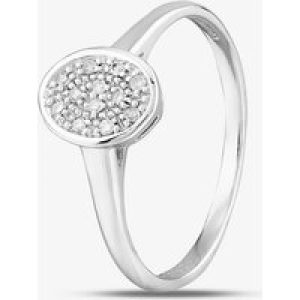 9Ct White Gold Oval Shaped Diamond Cluster Ring PR09837 L