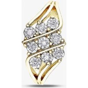 9ct Yellow Gold Diamond Nine Stone Illusion Set Cluster Ring 52F97YW/18-10 N