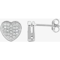 Silver Pavé Heart Stud Earrings E611718 - Image 2