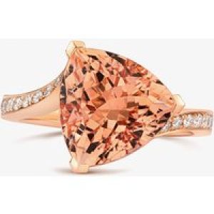 Tivon 18ct Rose Gold Trillion-Cut Morganite & Diamond Shoulder Twist Ring RR-1793-MG M