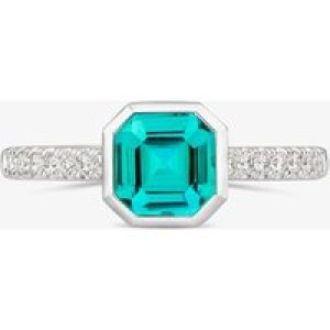 Tivon 18ct White Gold Lagoon Blue Tourmaline and Diamond Shoulders Ring RW-1798-FT N