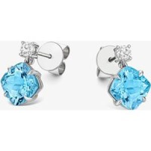 Tivon 18ct White Gold Santa Maria Aquamarine and Diamond Stud Earrings EW-0919-SAQ