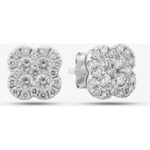 9ct White Gold Diamond Quatrefoil Cluster Stud Earrings PE04940