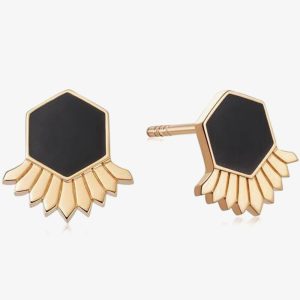 Daisy London Palms 18ct Gold Plated Hexagon Palm Stud Earrings WE17_GP