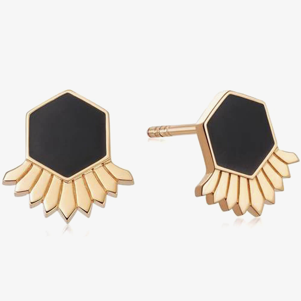 Daisy London Palms 18ct Gold Plated Hexagon Palm Stud Earrings WE17_GP