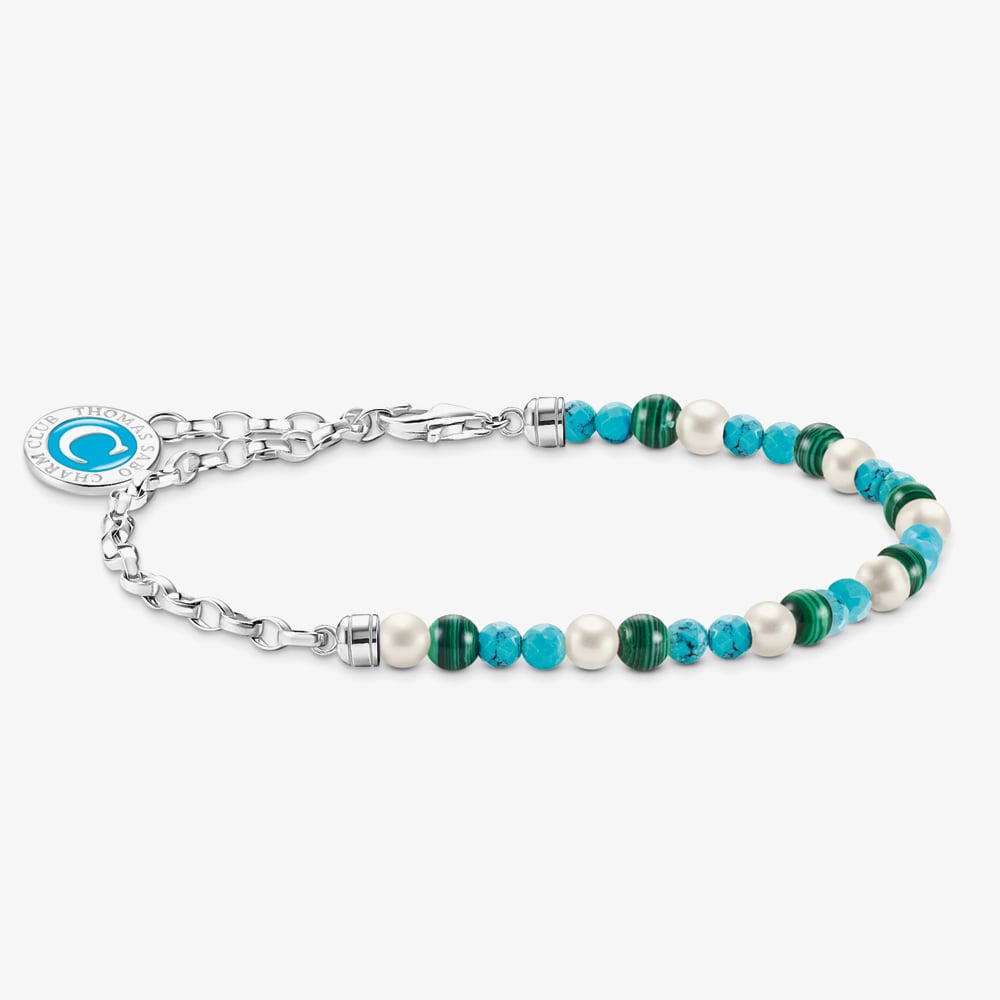 THOMAS SABO Silver 15cm Freshwater Pearl & Synthetic Stone Bracelet A2130-158-7-L15