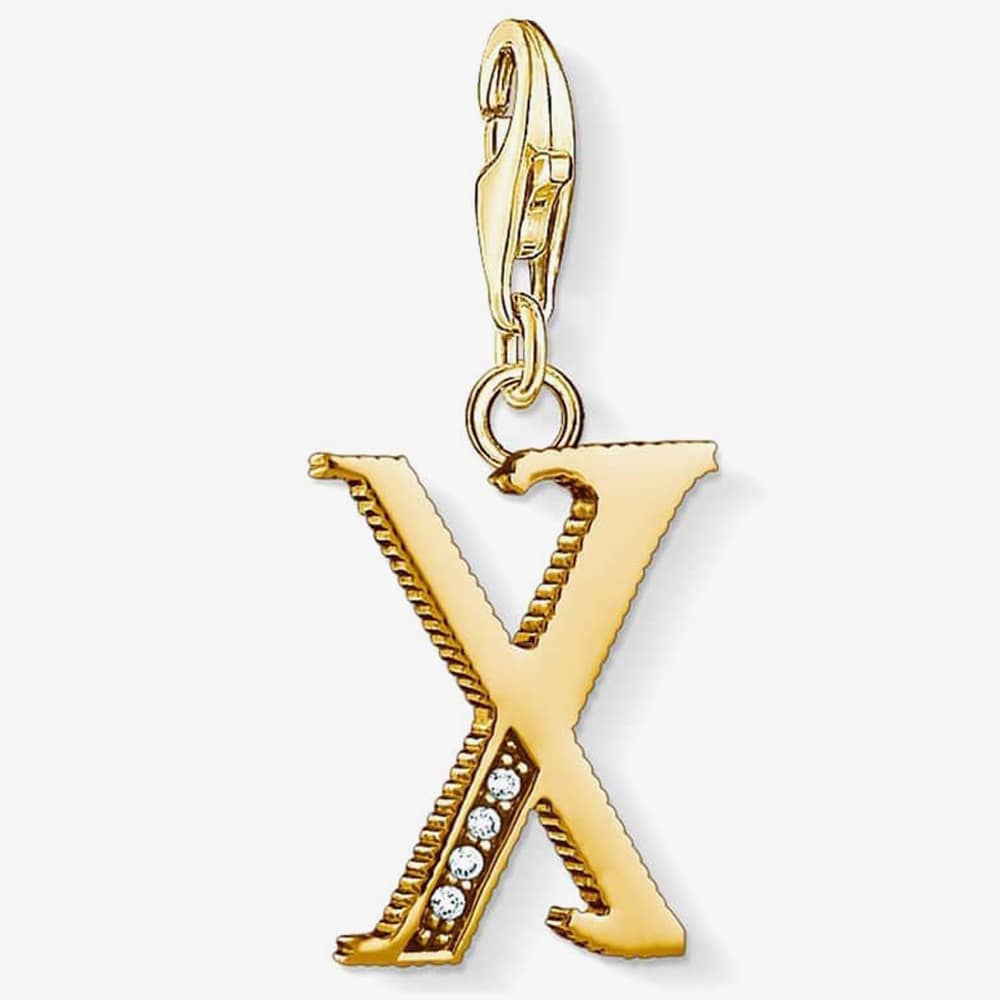 THOMAS SABO Gold Plated Cubic Zirconia X Charm 1630-414-39