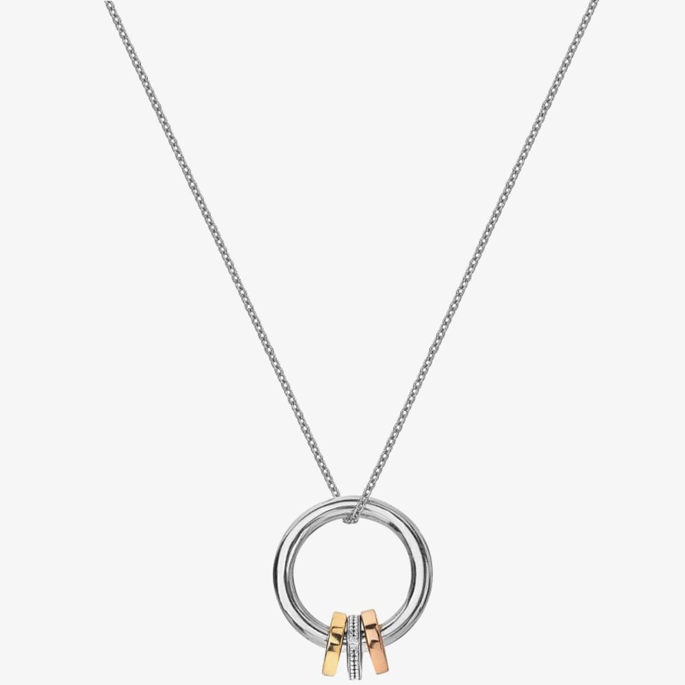 Hot Diamonds Trio Three-Colour Barrel Necklace DP883