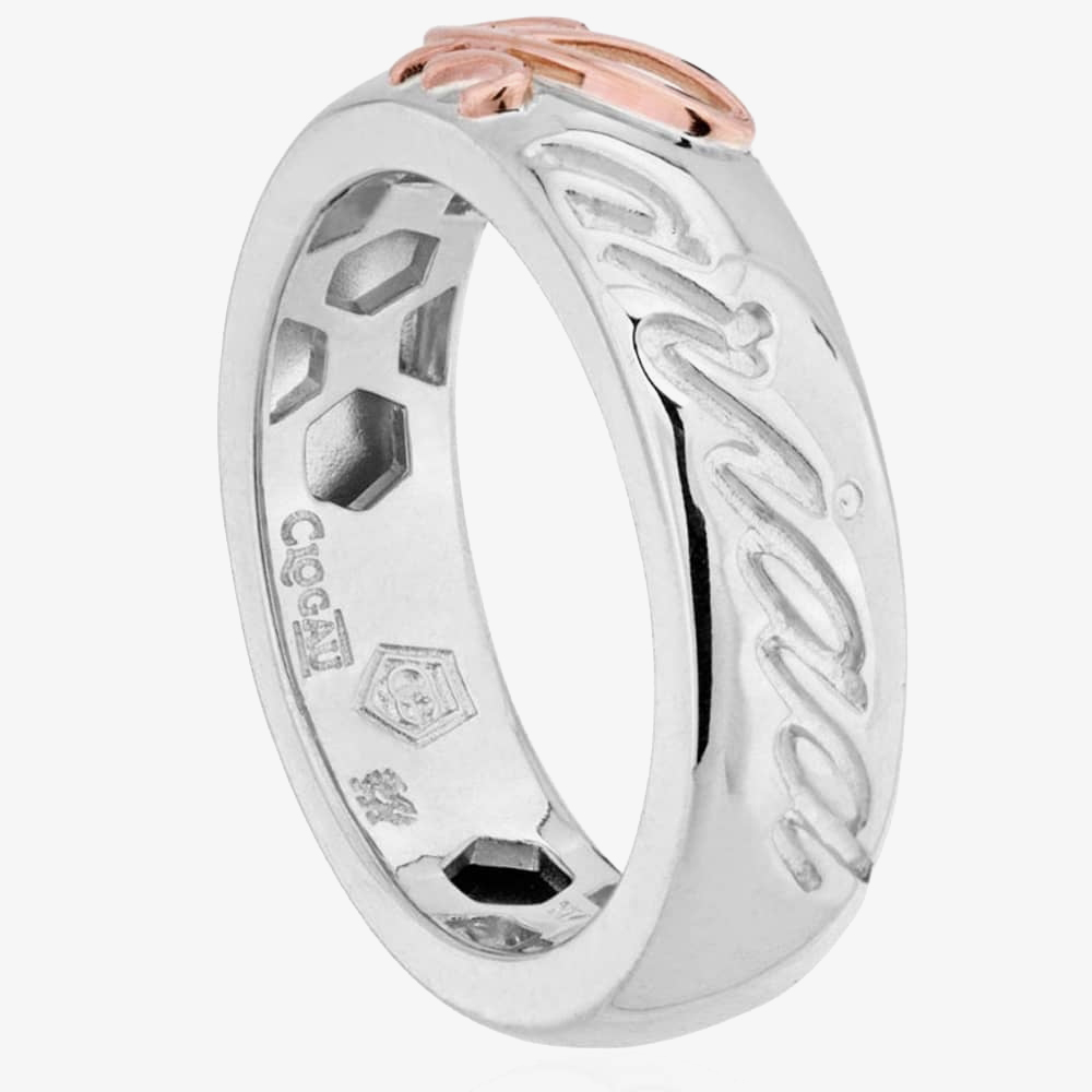Clogau Silver 9ct Rose Gold Tree Of Life Band Ring 3SETOLR4/L