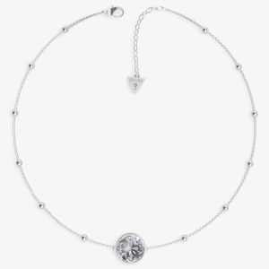 Guess Boule 4G Silver-Tone Crystal Necklace UBN01388RH